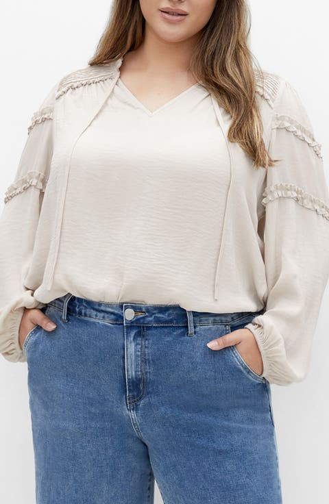 Ruffle Puff Sleeve<br />Peasant Blouse
