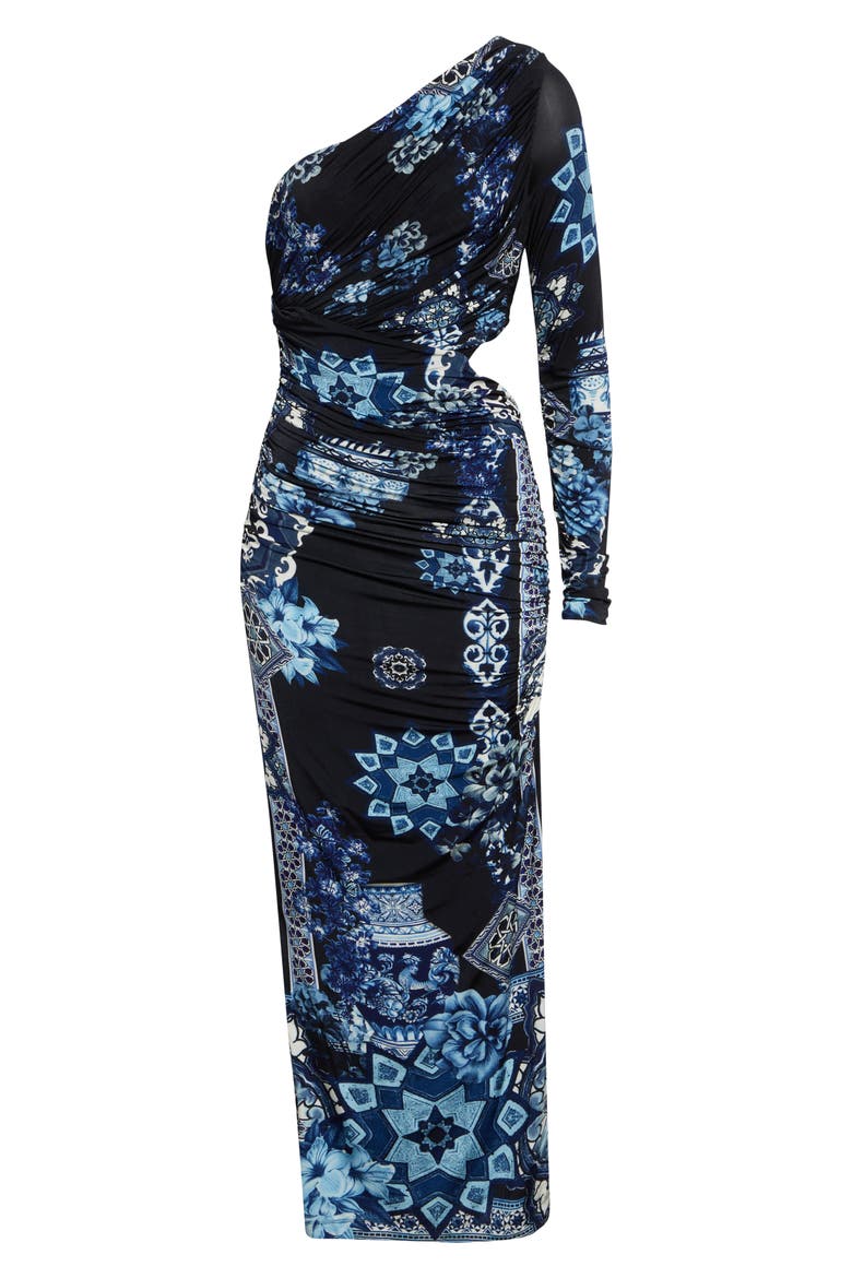 A Tiled Wonderland Cutout One-Shoulder Jersey Dress, Alternate, color, A TILED WONDERLAND