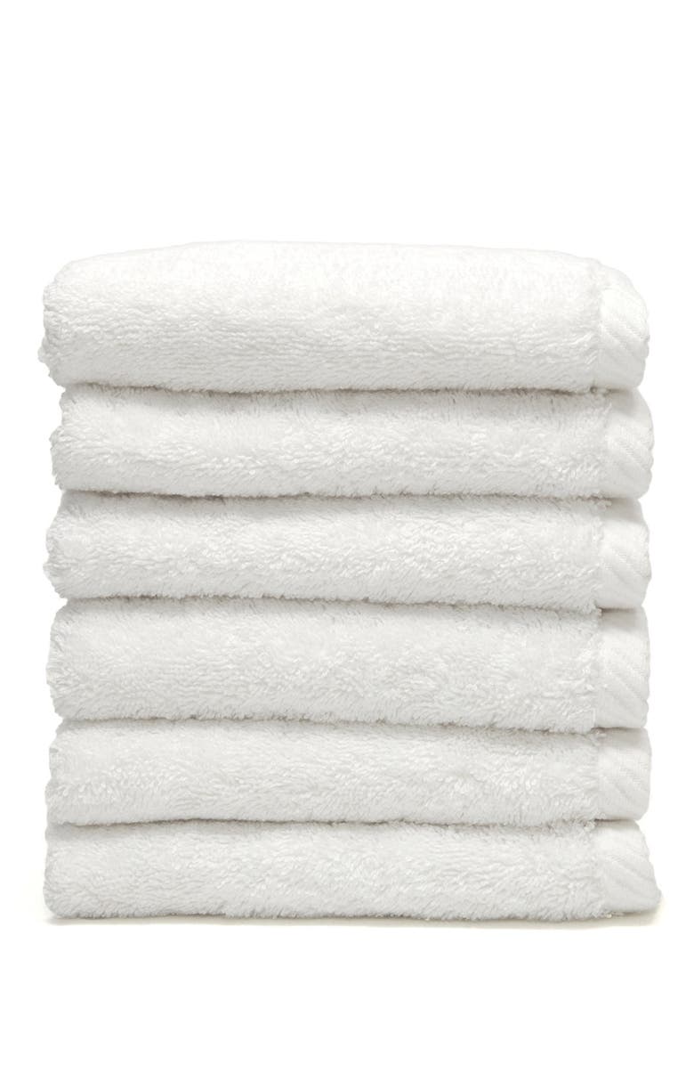 Linum Home Textiles White Soft Twist Washcloths - Set of 6, Main, color, 