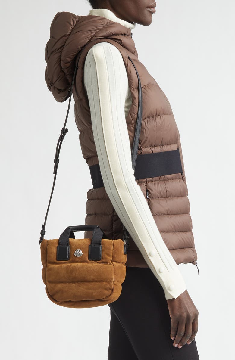 Moncler Micro Caradoc Puffer Crossbody Bag, Alternate, color, Espresso