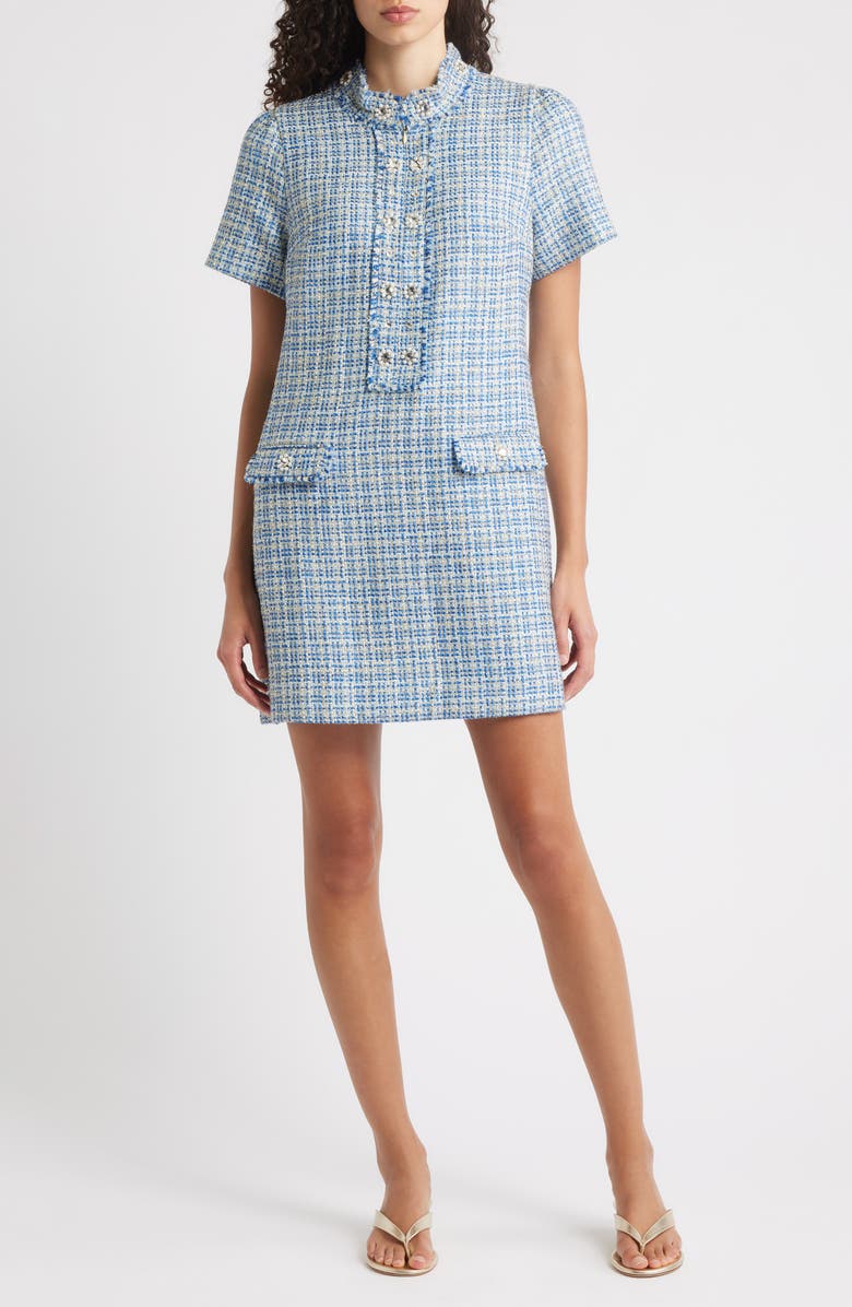 Lilly Pulitzer<sup>®</sup> Teddy Metallic Tweed Minidress, Main, color, Tangier Teal Ocean Deep