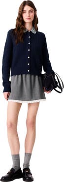 maje Cardigan with poplin collar
