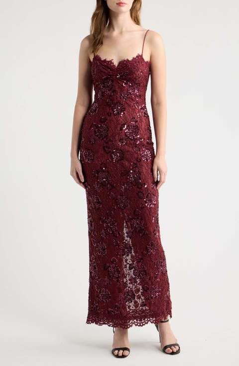 Ciona Sequin & Lace Maxi Dress