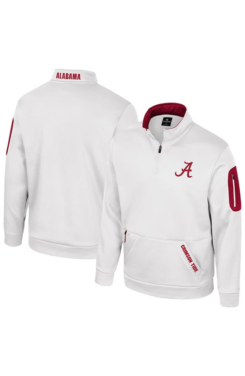 COLOSSEUM Men's Colosseum White Alabama Crimson Tide Mainframe Quarter-Zip Fleece Jacket, Main, color, White