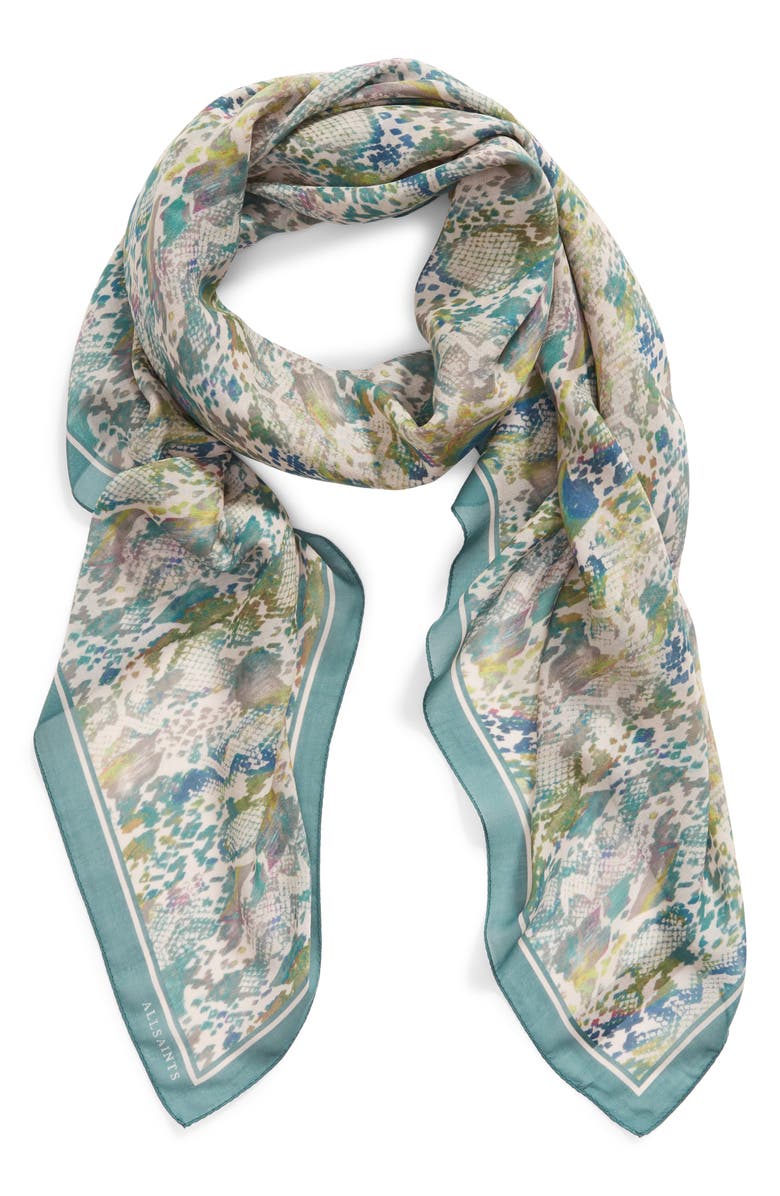 AllSaints Masala Mix Square Silk Scarf, Alternate, color,