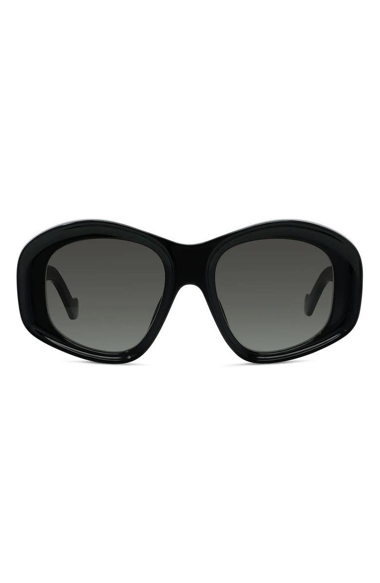 Loewe Anagram 51mm Geometric Sunglasses, Main, color, Shiny Black / Gradient Smoke