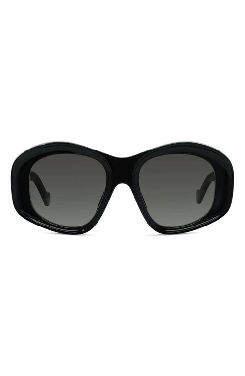 Loewe Anagram 51mm Geometric Sunglasses in Shiny Black/gradient Smoke at Nordstrom