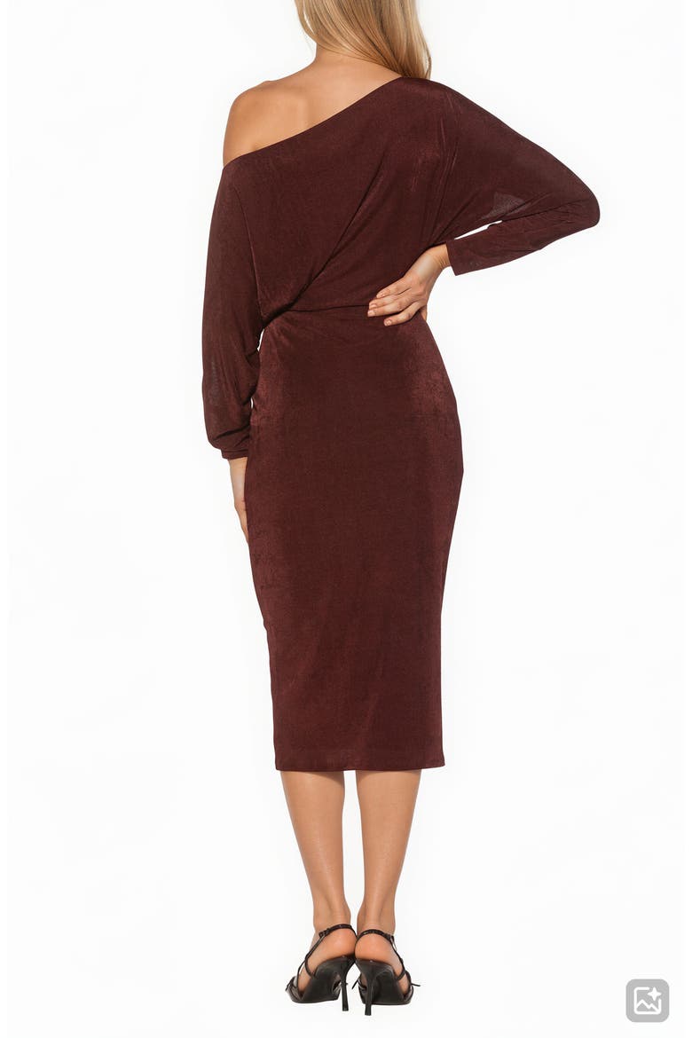 Cassian One-Shoulder Long Sleeve Midi Dress, Alternate, color, BURGUNDY