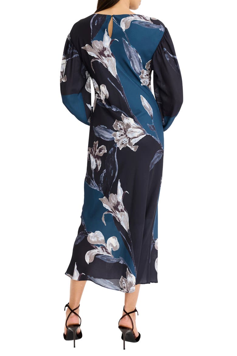 Floral Georgette Sheath Dress, Alternate, color, DUSK BLUE/ MIDNIGHT NAVY