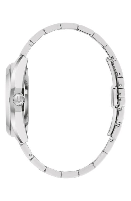 Bulova Surveyor Mens Automatic Silver Tone Stainless Steel Bracelet Watch 96b469 In Metallic