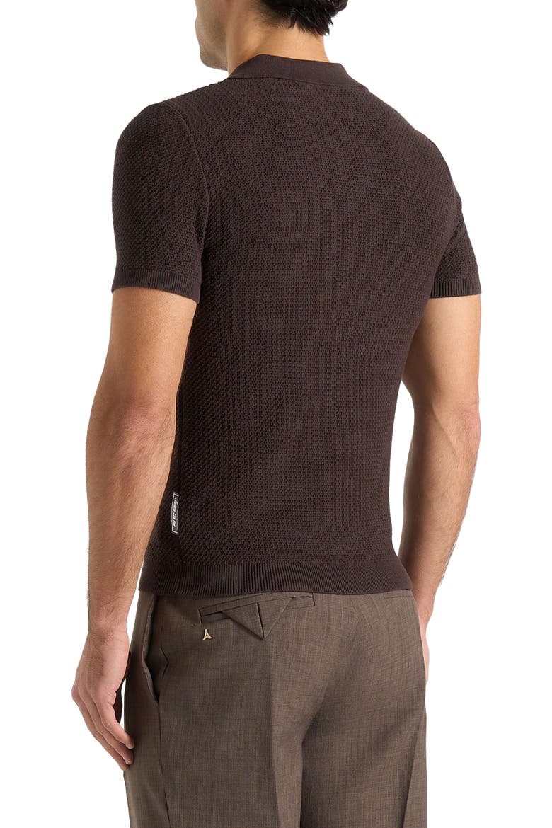 Rowen Textured Knit Revere Polo Shirt, Alternate, color, Brown