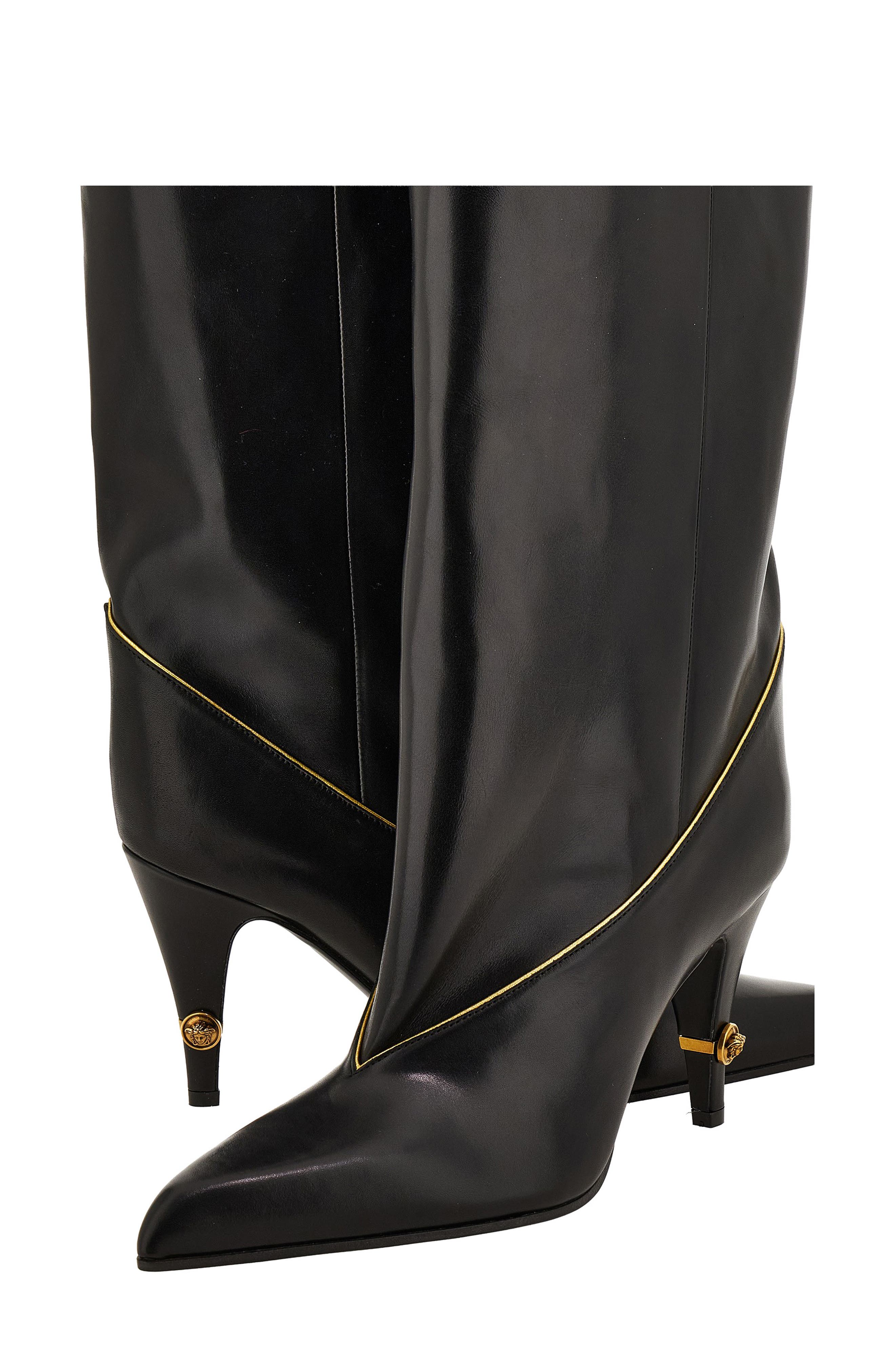 Knee High Boot, Alternate, color, BLACK-GOLD 82