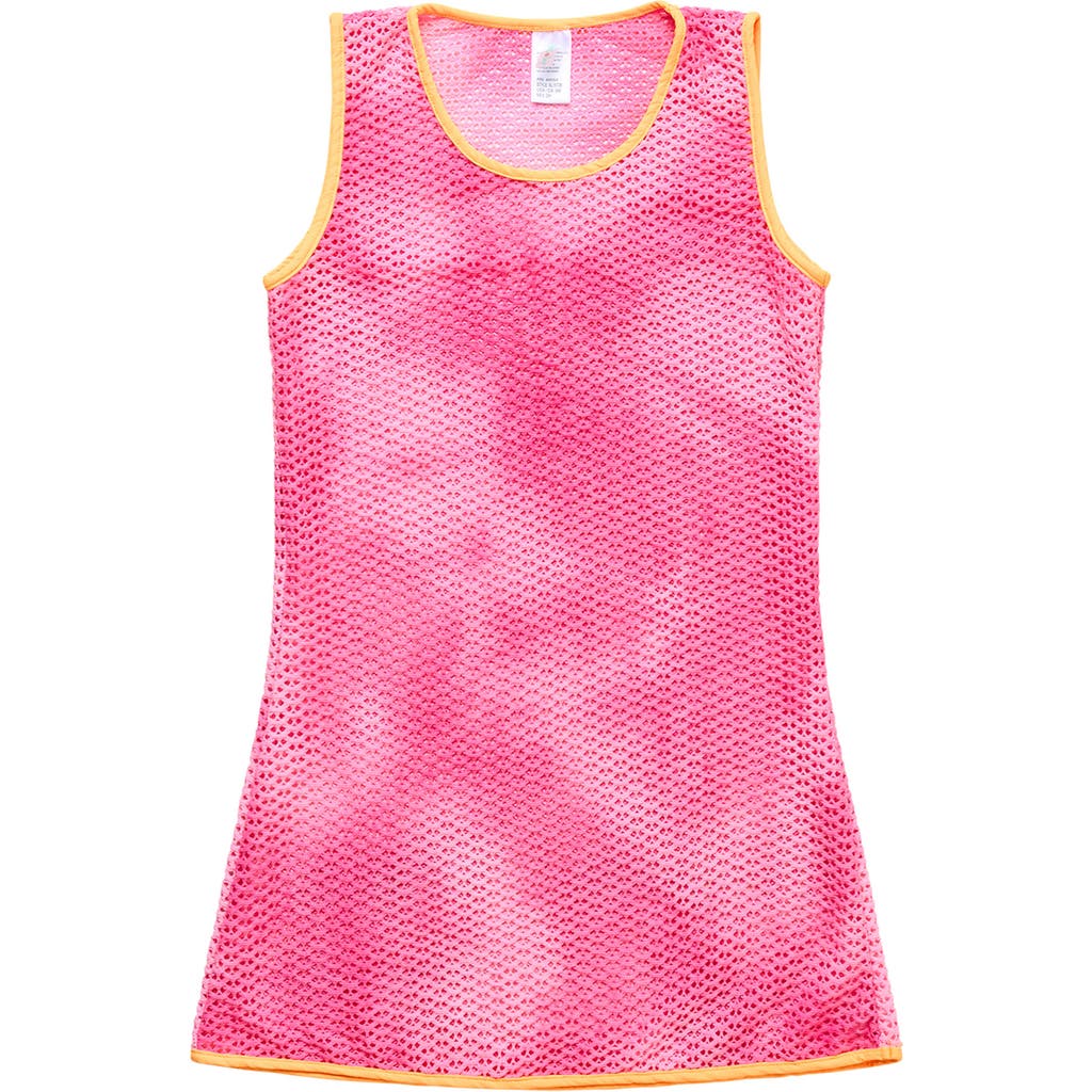 Beach Lingo Kids' Tie Dye Knit Lace Cover-up Dress In Pink