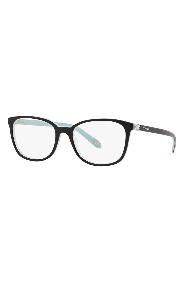 Tiffany & Co. Universal Fit 53mm Square Optical Glasses, Alternate, color, Black Blue