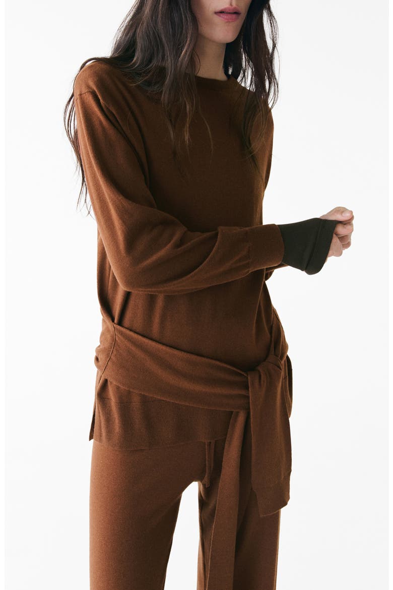 Knot Detail Sweater, Main, color, CARAMEL