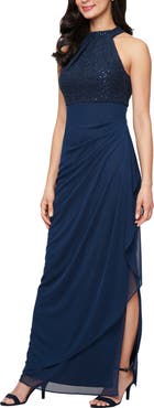 Alex Evenings Corded Lace Bodice Cocktail Dress