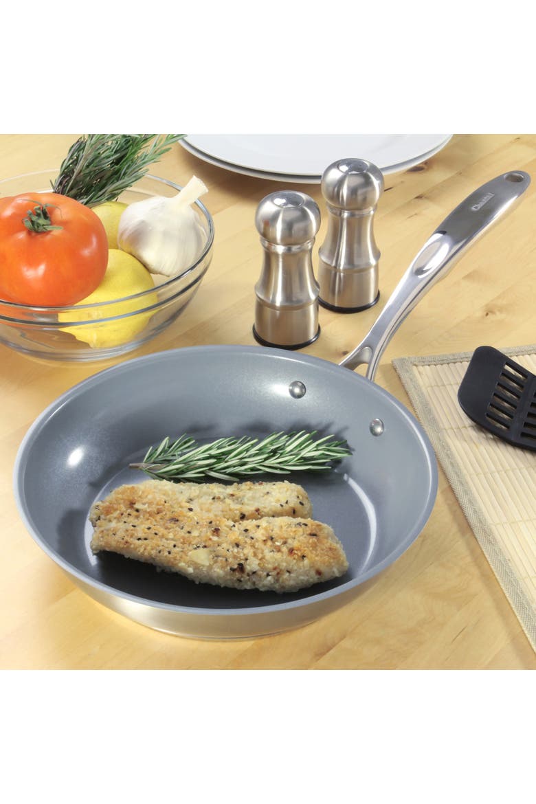 Induction 21 Steel 10-Inch Fry Pan w/ Ceramic Coating, Alternate, color, Silver