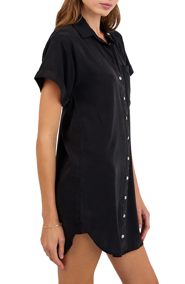Bella Dahl Roll Sleeve Pocket Mini Shirtdress, Alternate, color, Vintage Black