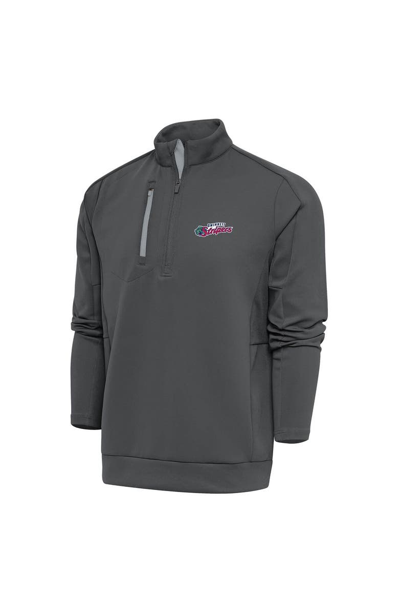 ANTIGUA Men's Antigua  Pewter Gwinnett Stripers Generation Quarter-Zip Pullover Top, Main, color, 