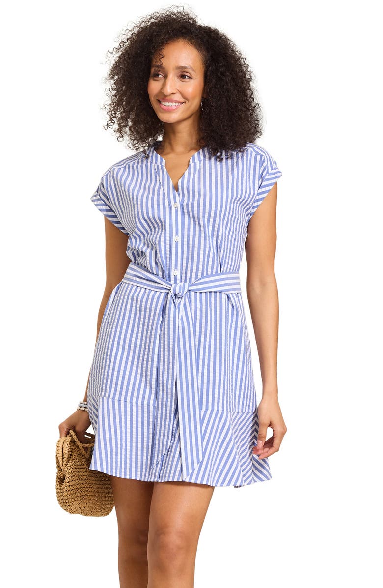 Tommy Bahama Frond Harbor Seersucker Stripe Shirtdress, Alternate, color, Cobalt Haze