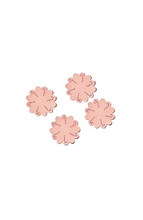 Provence Candy Cane Scallop Cocktail Napkins Set of 4