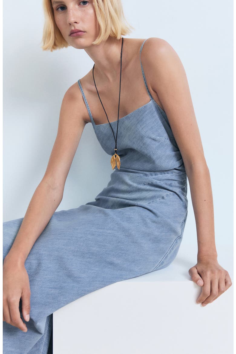 Draped Denim Maxi Dress, Alternate, color, MEDIUM BLUE