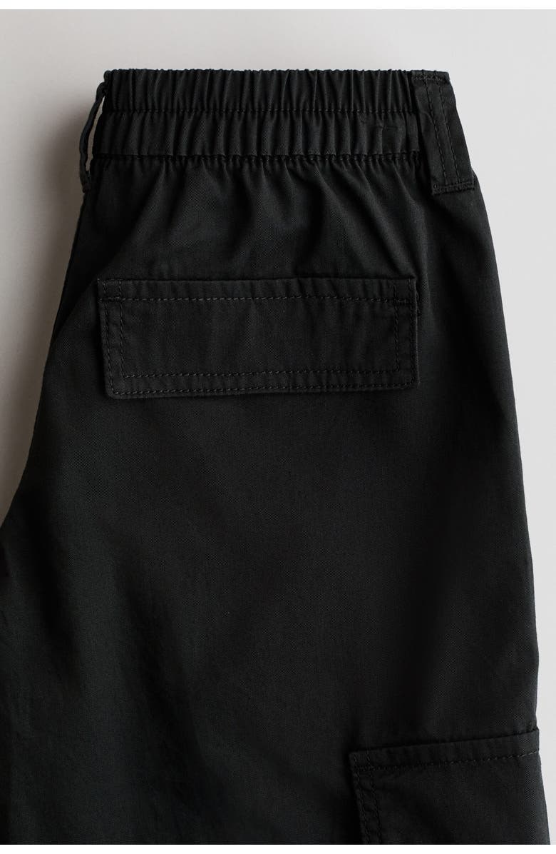 H&M Cotton Twill Cargo Trousers, Alternate, color, Black