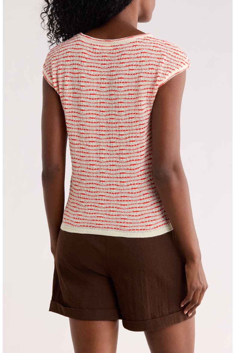 Cap Sleeve Crop Sweater, Alternate, color, IVORY/ PAPAYA