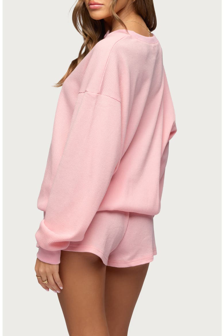 Baila Waffle Knit Henley Top, Alternate, color, PINK