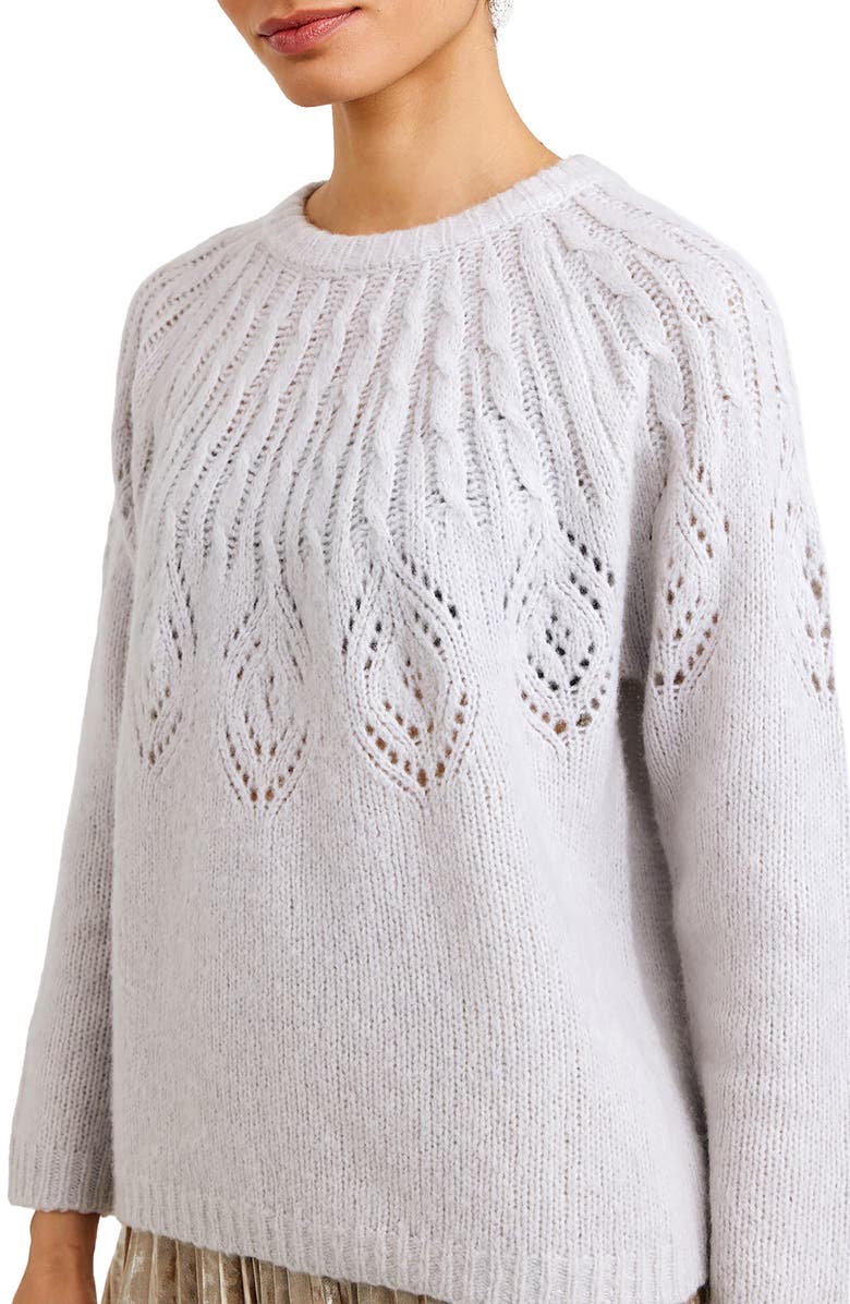 Bella Dahl Cable Stitch Merino Wool & Cashmere Blend Sweater, Alternate, color, Frosted Oat