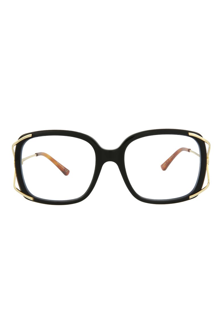 55mm Square Optical Frames, Main, color, BLACK GOLD TRANSPARENT