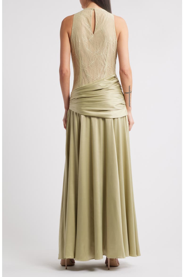 Dalia Mixed Media Gown, Alternate, color, PISTACHIO
