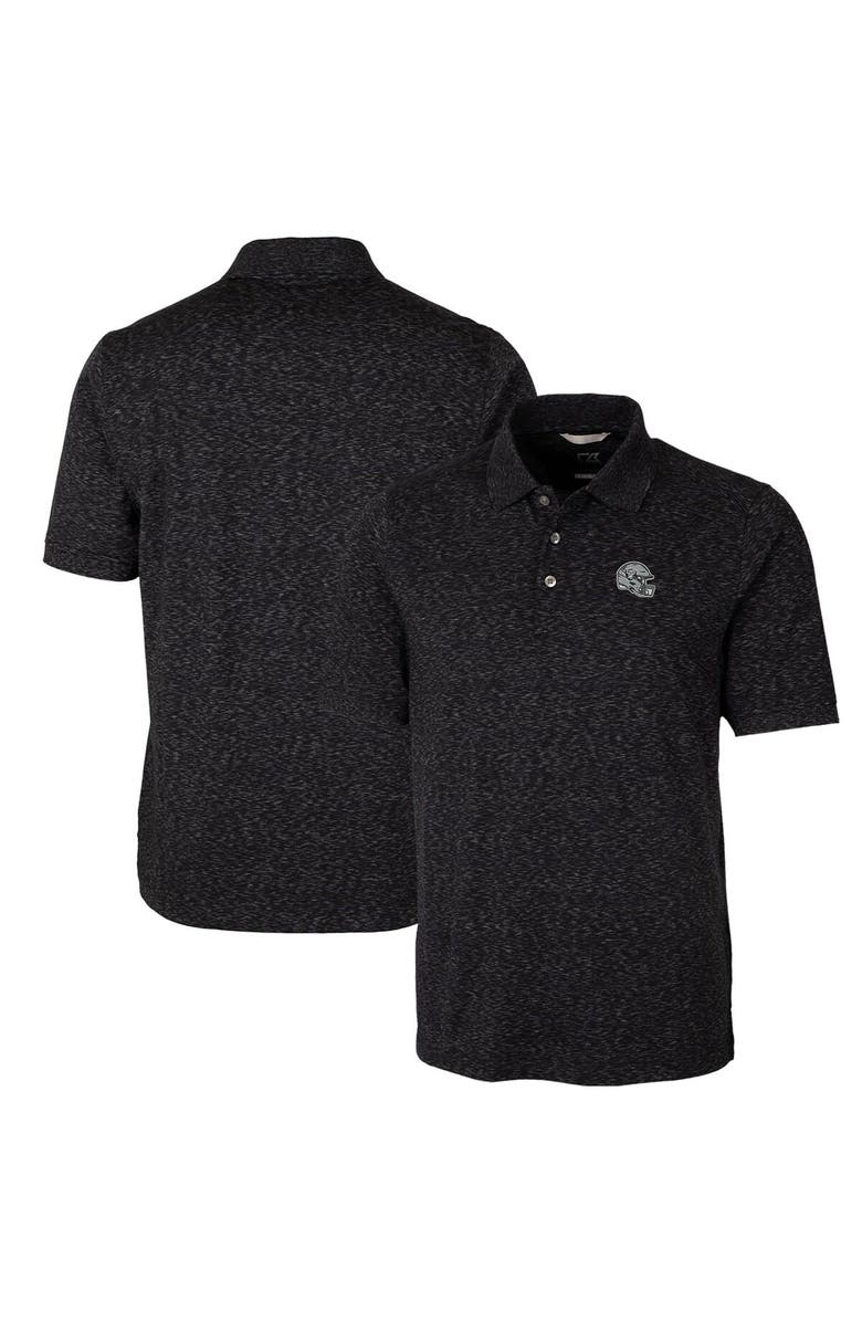 Cutter & Buck Men's Cutter & Buck  Black Las Vegas Raiders Helmet Advantage Space Dye Tri-Blend Polo, Main, color, 