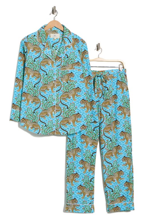 Printfresh Organic Cotton Poplin Long Pajamas In Blue