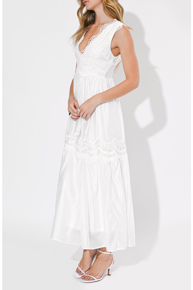 Lace Inset Maxi Dress, Alternate, color, WHITE