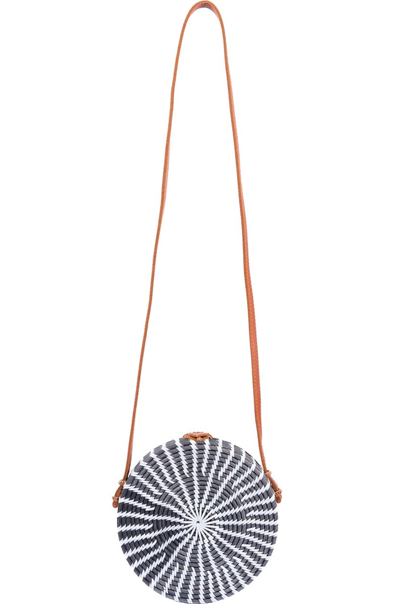 Jelavu Ata Bali Rattan Canteen Crossbody Bag, Alternate, color, Black/ White