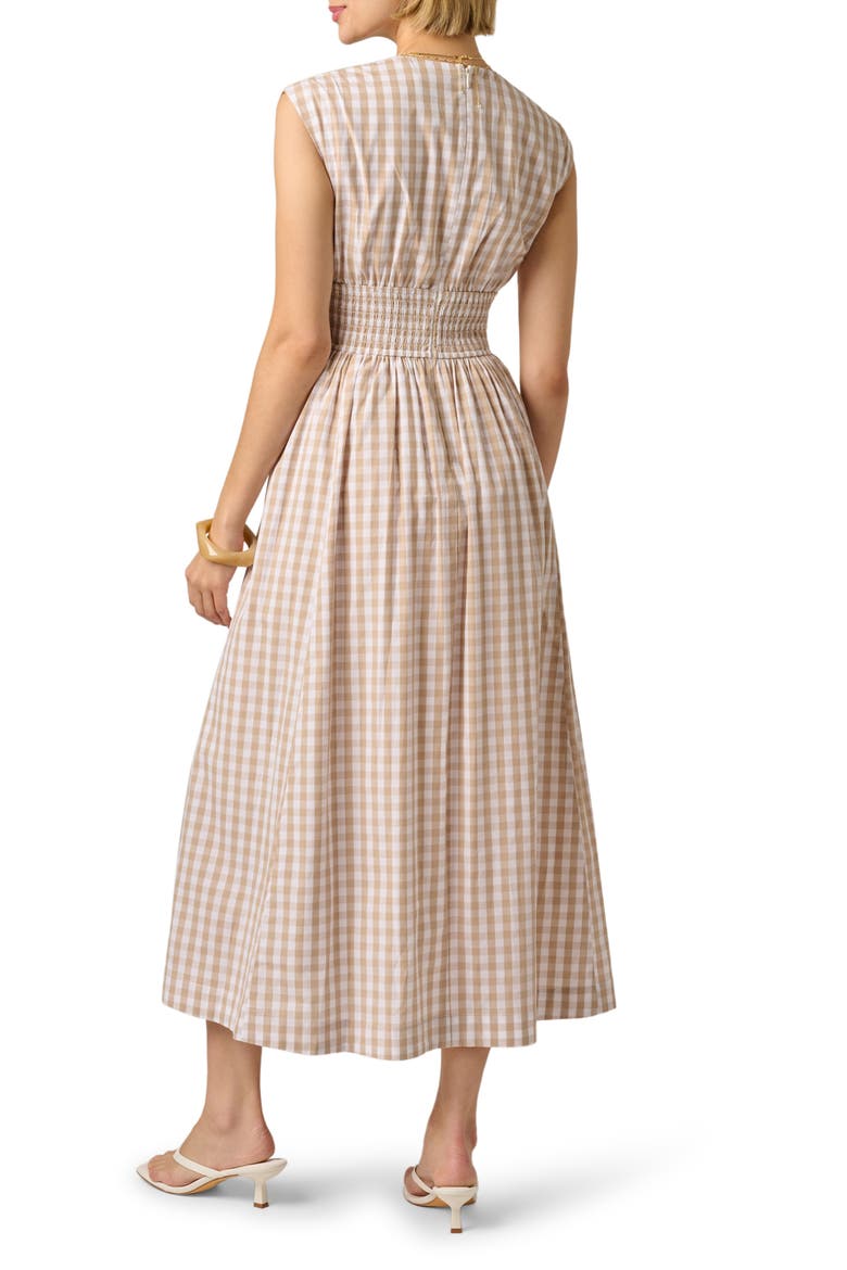 Twist Front Midi Dress, Alternate, color, BEIGE/ IVORY
