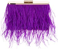 Olga Berg Ostrich Feather Embellished Clutch