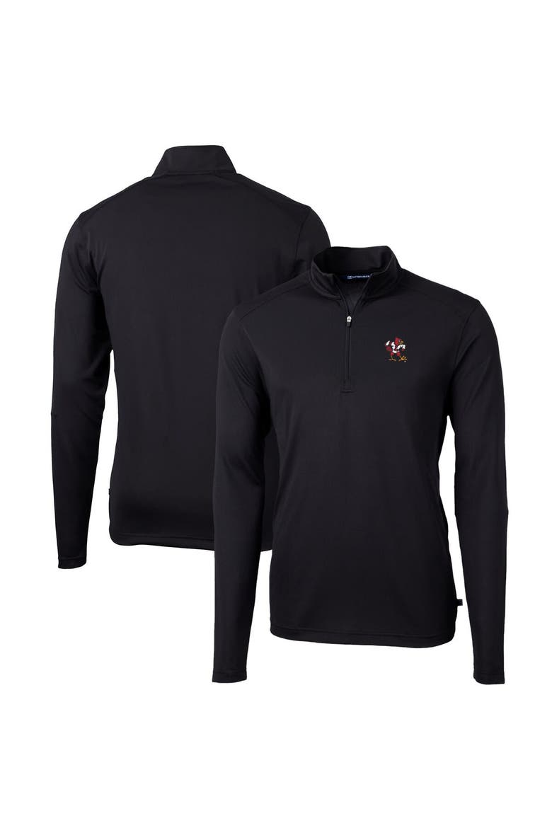 Men's Cutter & Buck Black Louisville Cardinals Team Big & Tall Virtue Eco Pique Recycled Quarter-Zip Pullover Top, Alternate, color, Black