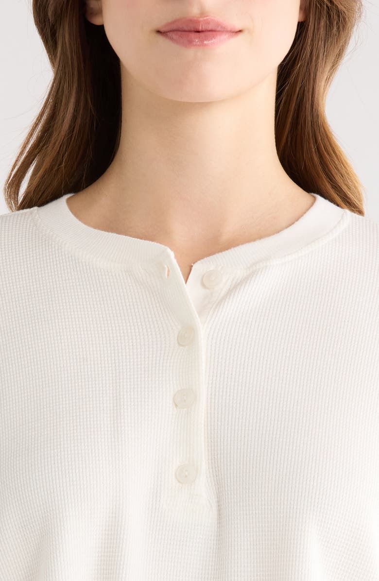 Re/Done Waffle Knit Henley, Alternate, color, Off White