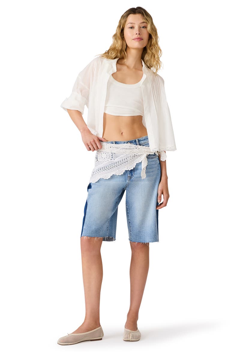 Sutten Two Tone Denim Cutoff Bermuda Shorts, Alternate, color, STORM BLUE