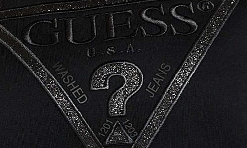 Guess Logo Embellished Organic Cotton Graphic Sweatshirt In Black