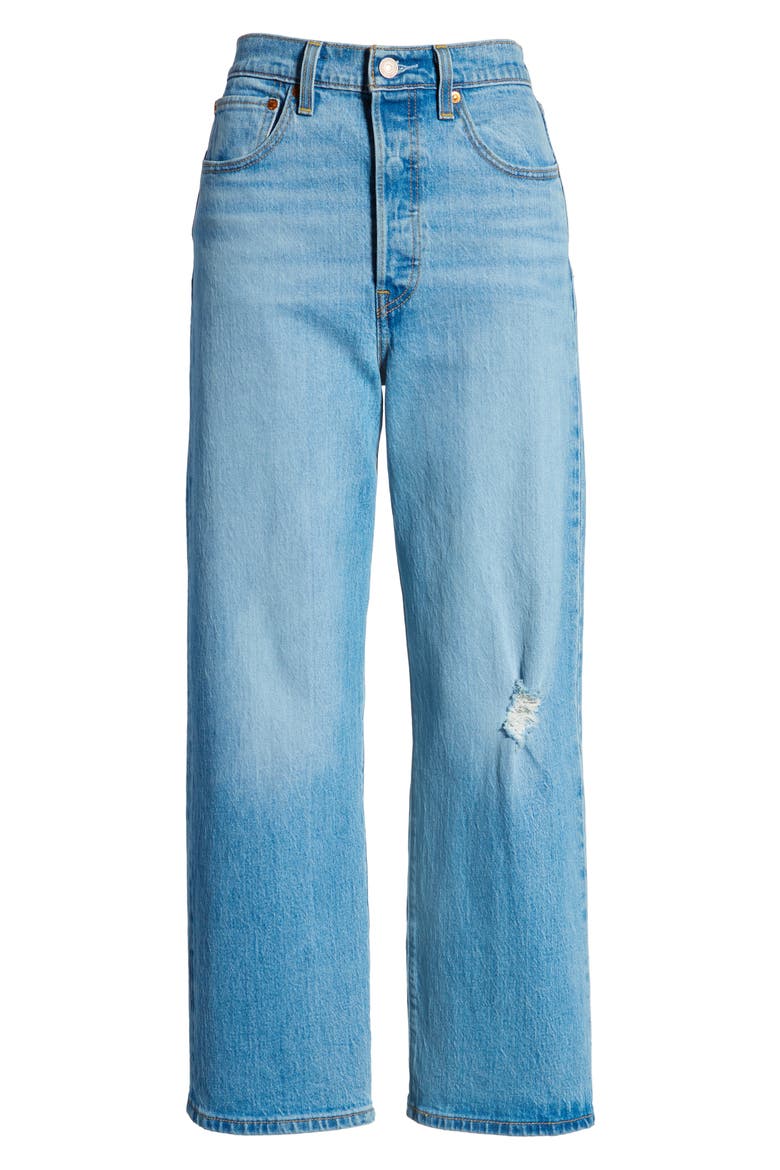 Levi's® Ribcage Super High Waist Ankle Straight Leg Jeans, Alternate, color, TANGO BLUE