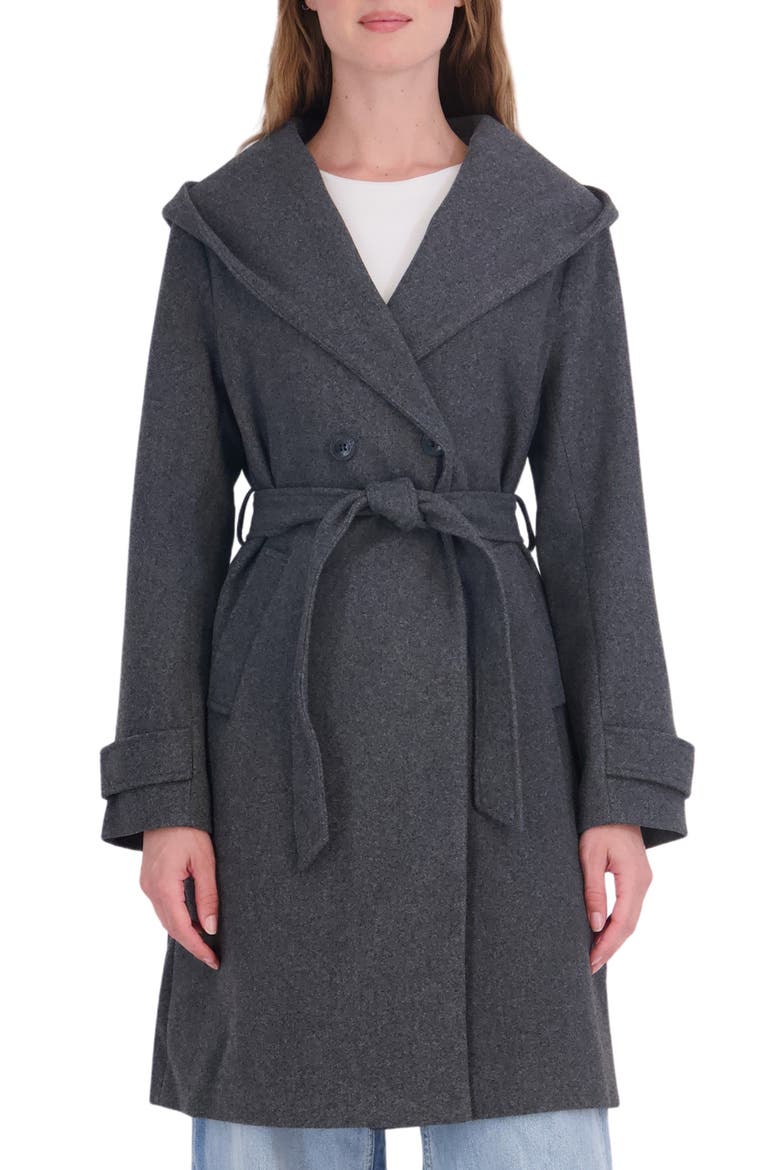 Faux Wool Oversized Hood Trench Coat, Main, color, CHARCOAL