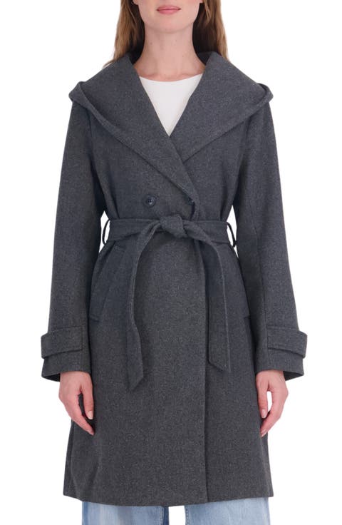 Faux Wool Oversized Hood Trench Coat
