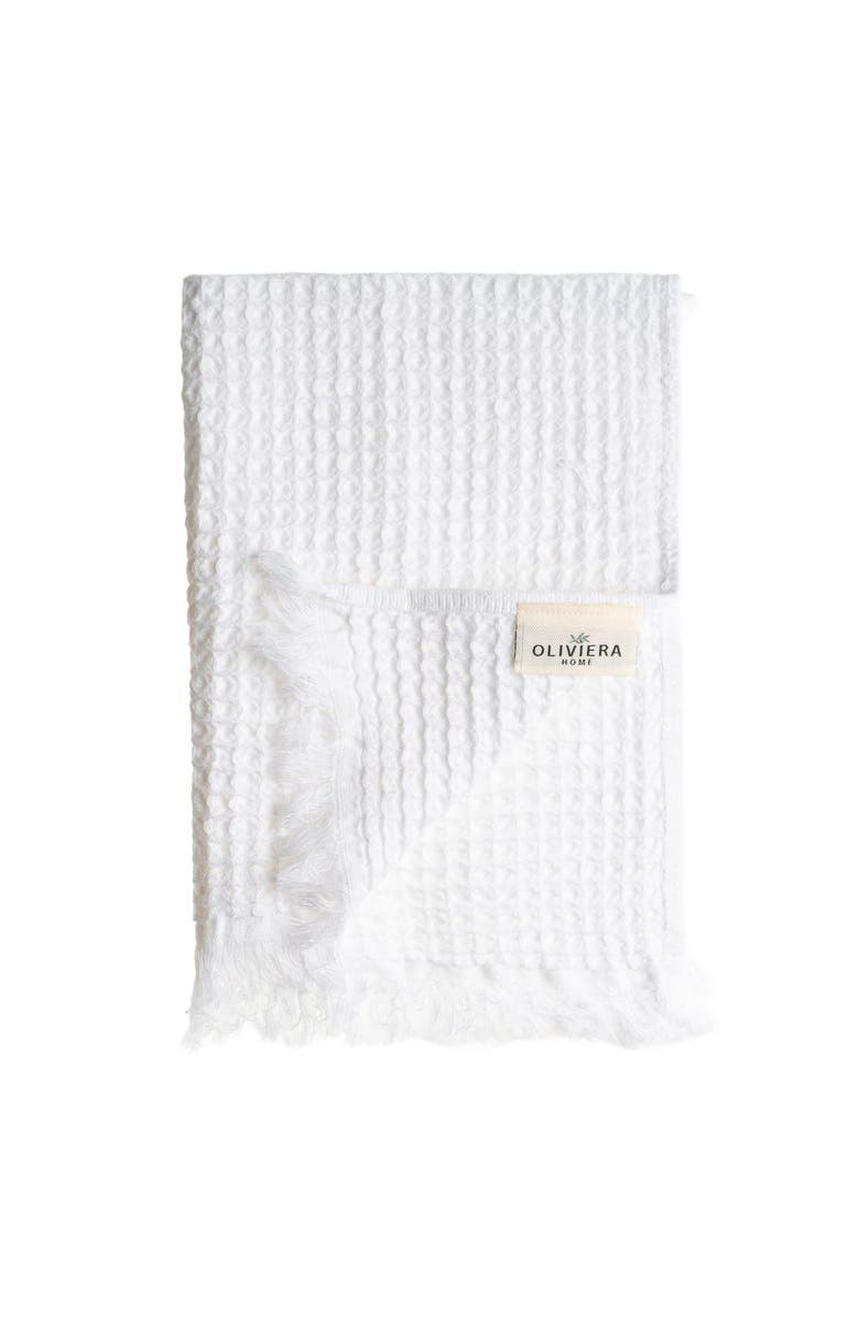 Oliviera Home Waffle Turkish Cotton Kitchen & Guest Towel - Set of 2, Alternate, color, White