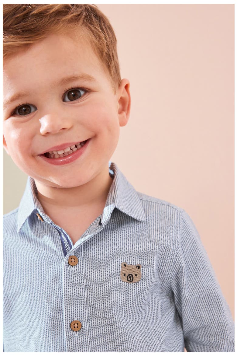 Kids' Stripe Oxford Button-Up Shirt, Alternate, color, GREY
