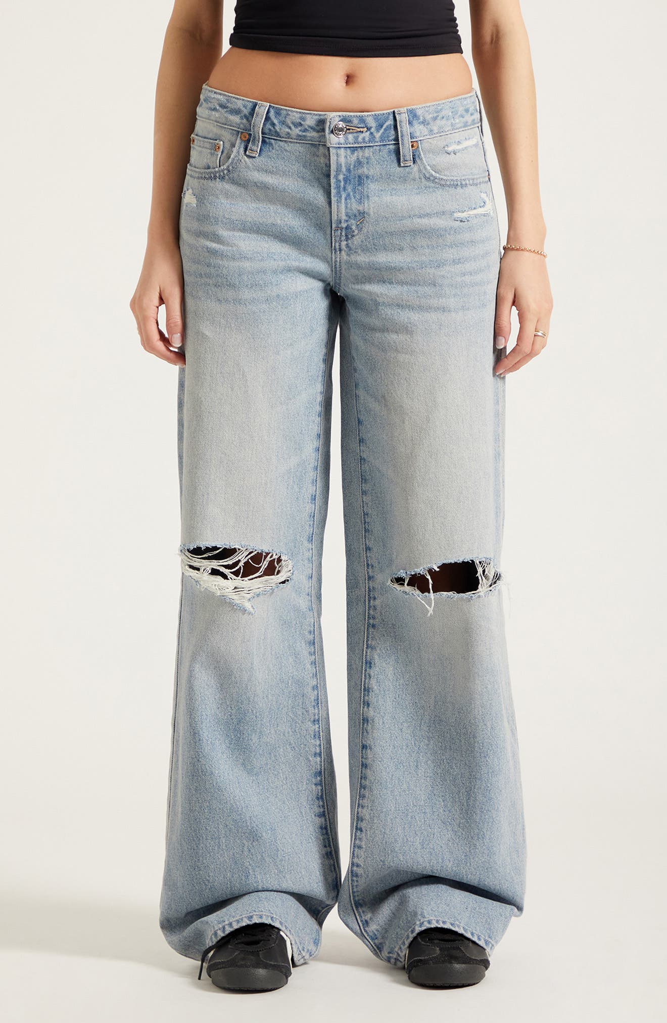 PacSun Casey Baggy Straight Leg Jeans in Light Indigo at Nordstrom, Size 29