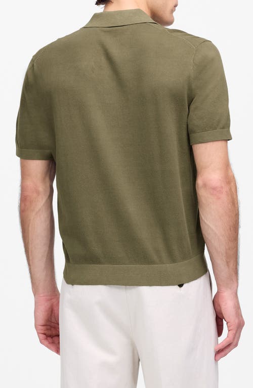 Madewell Garment-dyed Three-button Sweater Polo Shirt In Green