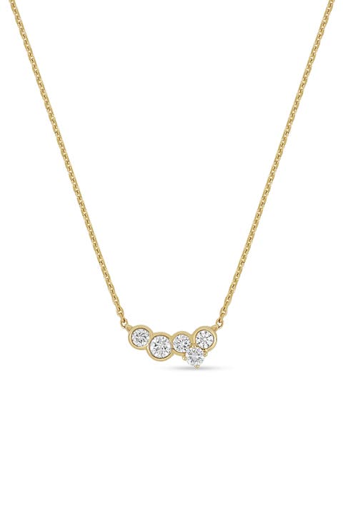 18K Gold Monaco Diamond Bezel Pendant Necklace